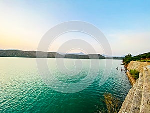 Lake dam mountains water view