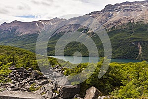 Lake del Desierto, mountains and forest photo