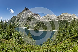 Lake of Devero in the valley, summer landscape