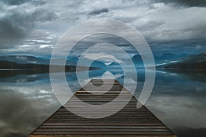 Lake dock on an overcast day.