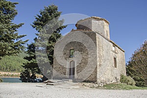 Chapel in Lake Doxa , which located in Ancient Feneos of Korinthia. Greece photo