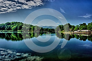 Lake with dramatic sky