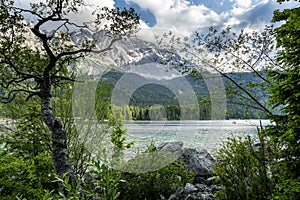 Lake Eibsee in the Alps of Bavaria