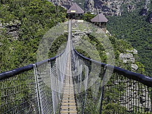 Lake Eland Nature reserve in Oribi gorge with a hanging suspension bridge