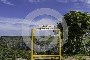 Lake Eland Nature reserve in Oribi gorge with a hanging suspension bridge