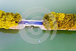 Lake embankment in autumn