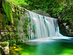 Lake Emerald Waterfalls Forest Landscape