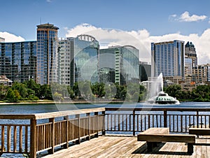 Lake Eola and Orlando skyline