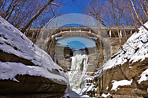 Lake Falls Waterfall Vermillion river canyon Matthiessen State Park Illinois