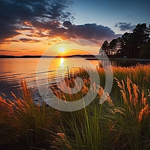 Lake Fausse Pointe Park at sunset