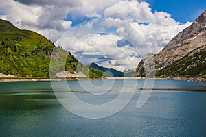 Lake Fedaia in the Dolomites