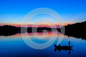 Lake fishing at Sunset