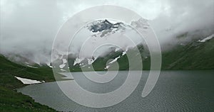 Lake and foggy Mountains Landscape