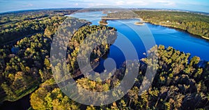 Lake and forest aerial