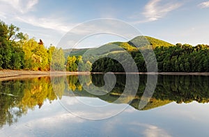 Lake with forest reflection, Ruzin dam, Slovakia