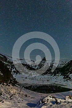 Lake Funtensee near Kärlinghaus during Winter Night in the European Alps, Germany, Europe