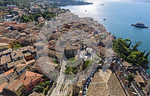 Lake Garda, aerial view of the town, Malcesine, Italy