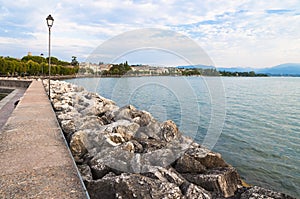 Lake Garda coastline, captured from Desenzano, Brescia, Italy.