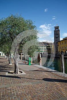 Lake - Lago di Garda. Riva del Garda resort, Trentino, Italy. Town waterfront . photo