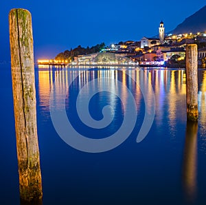 Lake Garda, Town of Limone sul Garda (Lombardy, Italy) at blue hour
