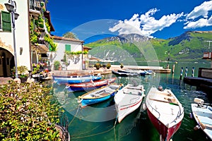 Lake Garda in town of Limone sul Garda waterfront view