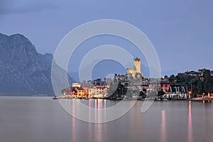 Lake Garda and Town of Malcesine in the Evening, Italy