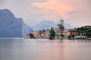 Lake Garda and Town of Malcesine in the Evening, Italy