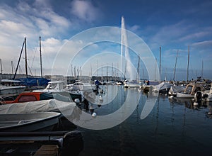 Lake Geneva and Jet Dâ€™eau Water Fountain - Geneva, Switzerland