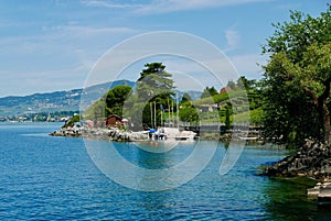 Lake Geneva shoreline from veytaux to Montreux