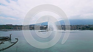 Lake Geneva in Switzerland also called Lake Leman - aerial view