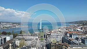 Lake Geneva in Switzerland also called Lake Leman - aerial view