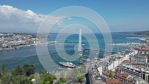 Lake Geneva in Switzerland also called Lake Leman - aerial view