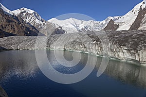 Lake on glacier, Tien Shan mountains