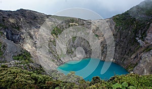 lake with green waters of IrazÃº Volcano, Costa Rica photo