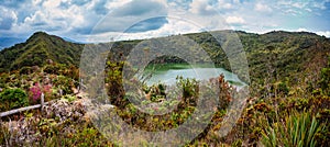 Lake Guatavita (Laguna Guatavita) located in the Colombian Andes. Cundinamarca department of Colombia