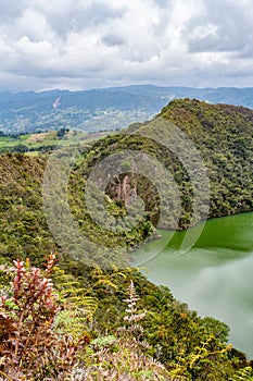 Lake Guatavita (Laguna Guatavita) located in the Colombian Andes. Cundinamarca department of Colombia photo
