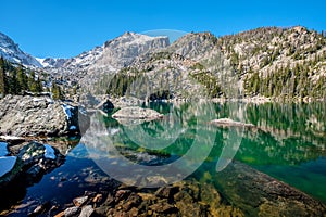 Lake Haiyaha, Rocky Mountains, Colorado, USA.