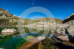 Lake Haiyaha, Rocky Mountains, Colorado, USA.