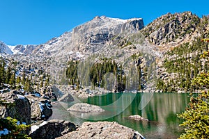 Lake Haiyaha, Rocky Mountains, Colorado, USA.