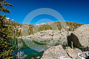 Lake Haiyaha, Rocky Mountains, Colorado, USA.