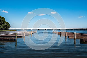 Lake Harris boat docks at Hickory Point Park in Tavares, Florida photo