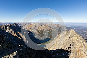 Lake in High Tatras mountains on a summer day.