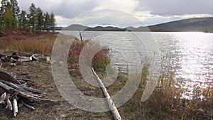 Lake Hinike. Old house. Kolyma. Magadan area