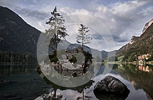 Lake Hintersee and alpine landscape