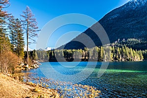 Lake Hintersee in Germany, Bavaria, Ramsau National Park in the Alps