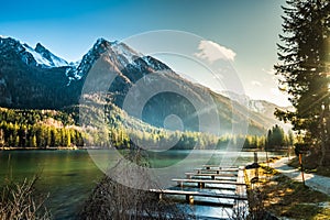 Lake Hintersee in Germany, Bavaria, Ramsau National Park in the Alps