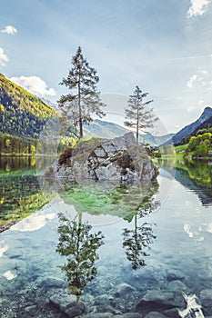 Lake Hintersee in Nationalpark Berchtesgadener Land, Bavaria, Germany photo