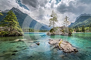 Lake Hintersee near Ramsau at Berchtesgadener Land, Bavaria, Ger photo