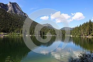 Lake Hintersee in Ramsau. National Park Berchtesgadener Land. Germany