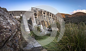 Lake Hodges dam panorama in San Diego county